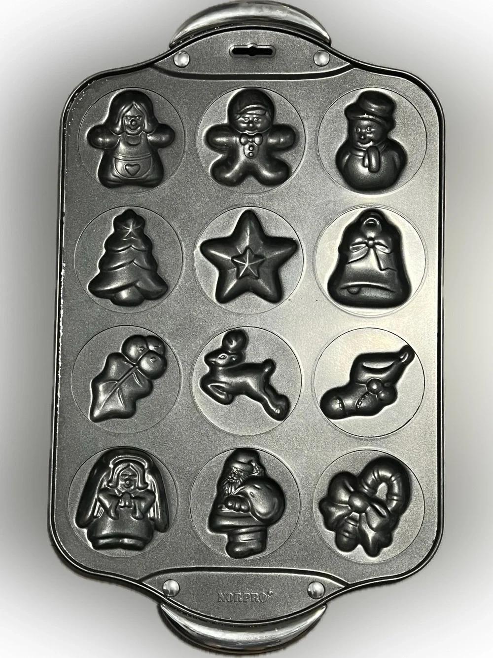Norpro Nonstick Metallic Silver Holiday Mini Cake Pan 12 Molds Mini Treats